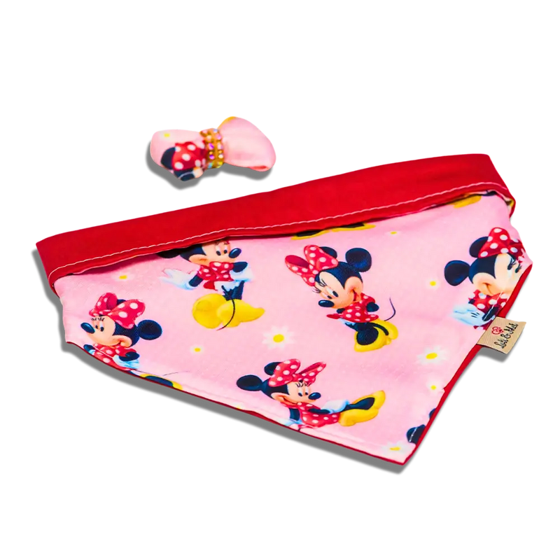 Bandana pet com estampa da Minnie, rosa e charmosa