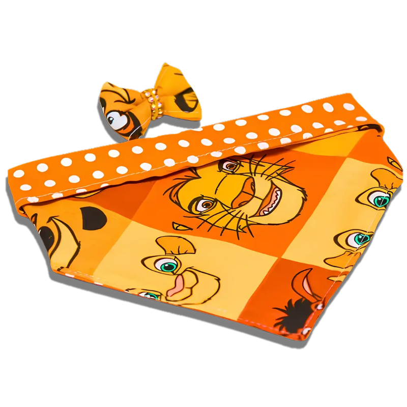 Bandana para cachorro com estampa Rei Leão, colorida e macia