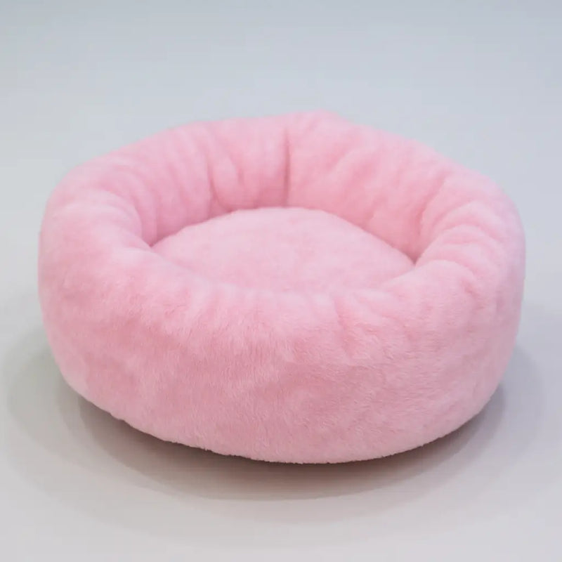 cama redonda para gato dormir rosa