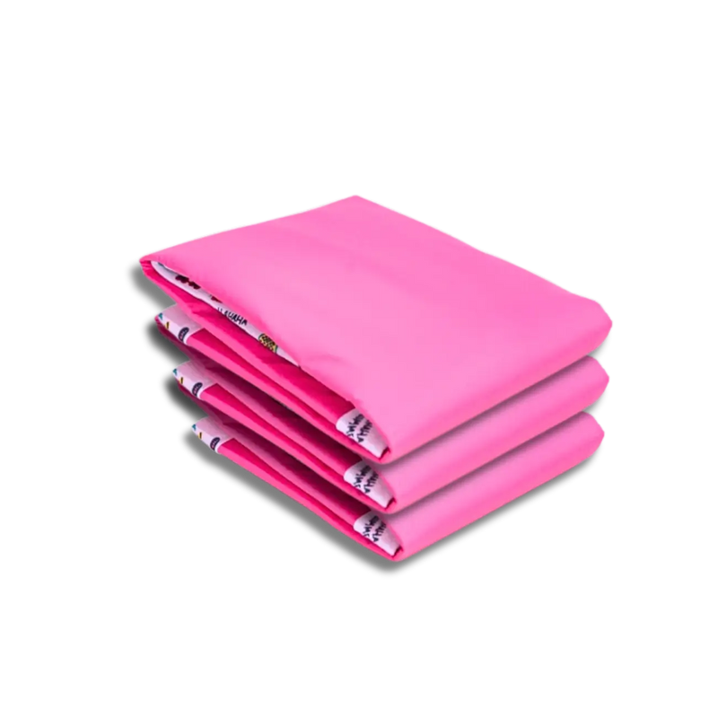 kit com 3 tapetes higienicos lavaveis rosa, empilhados