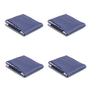 4 tapetes higiênicos laváveis na cor azul, espalhados sobre fundo neutro