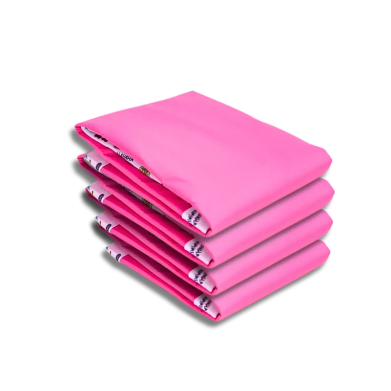 Tapetes higiênicos laváveis cor rosa, kit com 4 unidades empilhadas