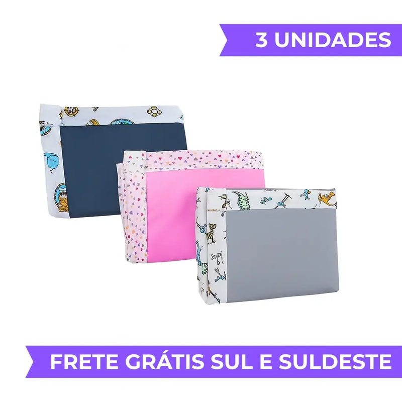 Kit 3 Tapetes Higiênicos Laváveis para Cachorro | Rosa, Azul e Cinza